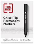 PERMANENT MARKERS, CHISEL TIP, TANK, TRU RED, BLACK, 36/CT THUMBNAIL